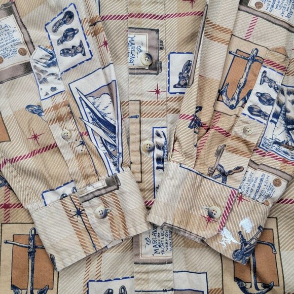 Nautica‎ Shirt Mens Large/XL Brown Button Down Marlava Yacht Boat Nautical - Picture 4 of 9